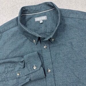 Ash & Erie Brushed Shirt Mens XL Heather Azure Blue Long Sleeve 100% Cotton